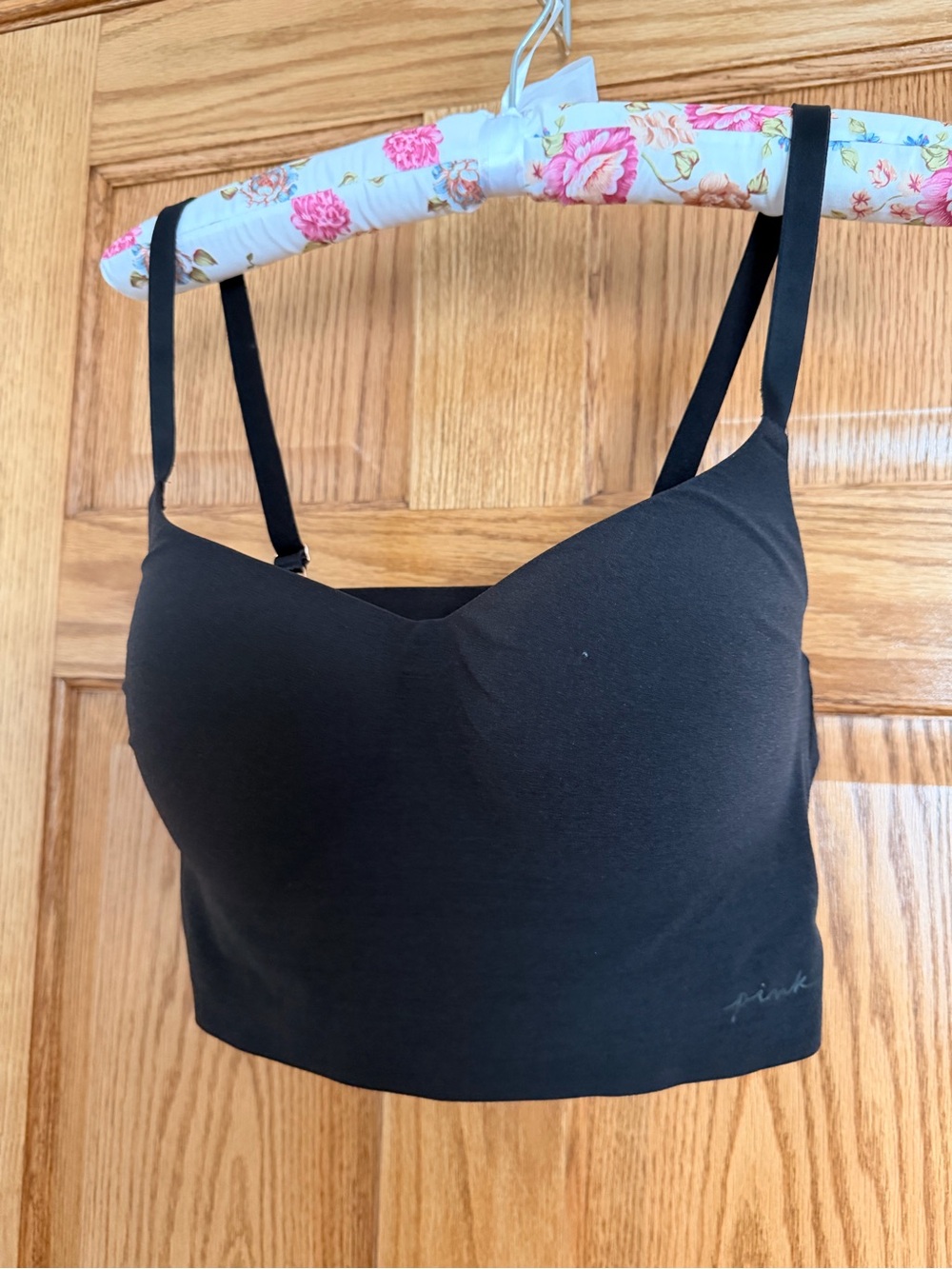 PINK Victoria's Secret Black Seamless Longline Bralette
